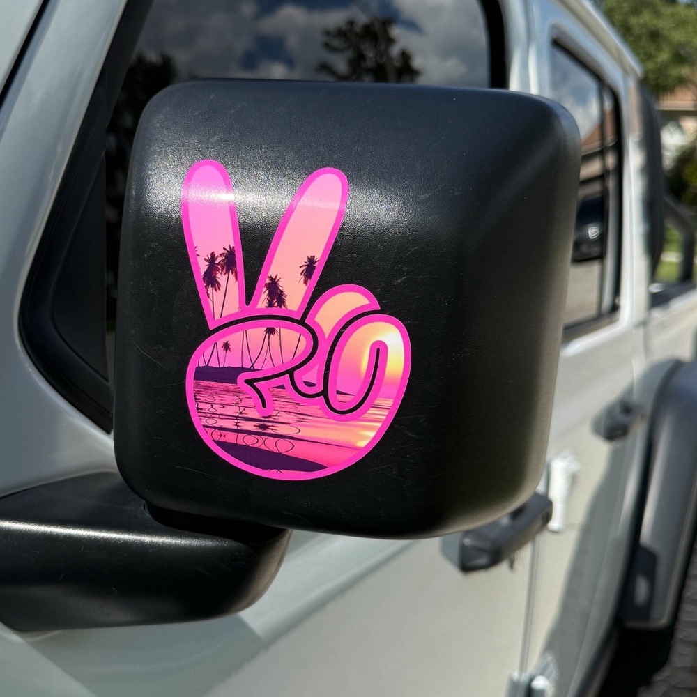 Pink Sunset Wave Left & Right Mirrors Vinyl Fits All Jeeps